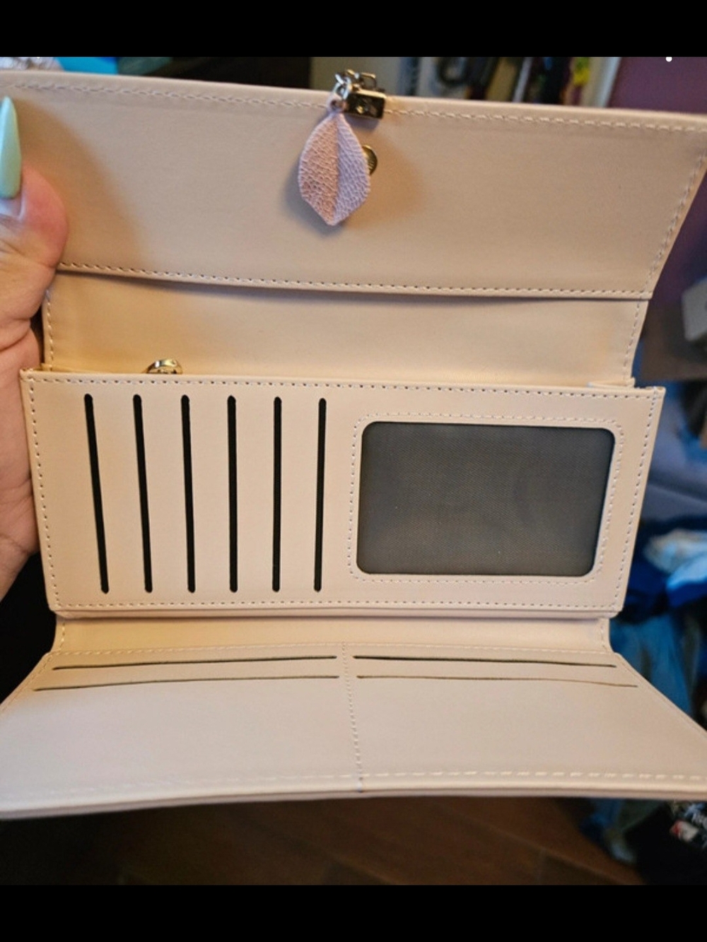 Amazon Beige Women’s Long Wallet with Card Slots and ID Window